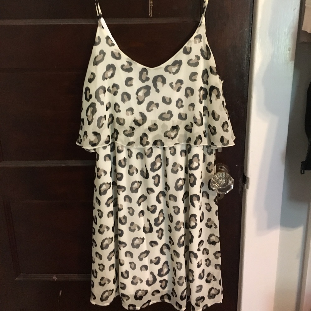Leopard print spaghetti strap dress